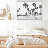 Shop California Foreshore B&W Canvas Print-Black, Botanicals, Coastal, Grey, Landscape, Tropical, View All, White-framed wall decor artwork