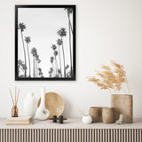 Shop California Palms B&W Art Print-Black, Botanicals, Coastal, Grey, Portrait, Tropical, View All, White-framed painted poster wall decor artwork