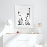 Shop California Palms B&W Art Print-Black, Botanicals, Coastal, Grey, Portrait, Tropical, View All, White-framed painted poster wall decor artwork