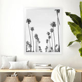 Shop California Palms B&W Art Print-Black, Botanicals, Coastal, Grey, Portrait, Tropical, View All, White-framed painted poster wall decor artwork