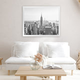 Shop NYC Skyline B&W Photo Art Print-Black, Grey, Horizontal, Landscape, Photography, Rectangle, Scandinavian, View All, White-framed poster wall decor artwork