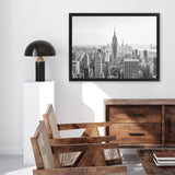 Shop NYC Skyline B&W Photo Canvas Art Print-Black, Grey, Landscape, Photography, Photography Canvas Prints, Scandinavian, View All, White-framed wall decor artwork
