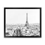 Shop Paris Skyline B&W Photo Art Print-Black, Grey, Horizontal, Landscape, Photography, Rectangle, Scandinavian, View All, White-framed poster wall decor artwork