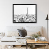 Shop Paris Skyline B&W Photo Art Print-Black, Grey, Horizontal, Landscape, Photography, Rectangle, Scandinavian, View All, White-framed poster wall decor artwork