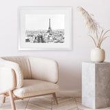 Shop Paris Skyline B&W Photo Art Print-Black, Grey, Horizontal, Landscape, Photography, Rectangle, Scandinavian, View All, White-framed poster wall decor artwork