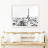 Shop Paris Skyline B&W Photo Art Print-Black, Grey, Horizontal, Landscape, Photography, Rectangle, Scandinavian, View All, White-framed poster wall decor artwork