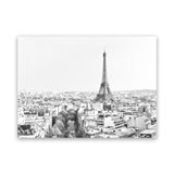 Shop Paris Skyline B&W Photo Canvas Art Print-Black, Grey, Horizontal, Landscape, Photography, Photography Canvas Prints, Rectangle, Scandinavian, View All, White-framed wall decor artwork