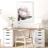 Shop Protea 2 Photo Art Print-Botanicals, Florals, Photography, Pink, Portrait, Rectangle, View All, White-framed poster wall decor artwork