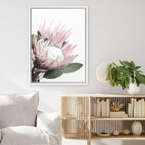 Shop Protea 2 Photo Canvas Art Print-Botanicals, Florals, Photography, Photography Canvas Prints, Pink, Portrait, Rectangle, View All, White-framed wall decor artwork