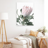 Shop Protea 3 Photo Canvas Art Print-Botanicals, Florals, Green, Photography, Photography Canvas Prints, Pink, Portrait, Rectangle, View All-framed wall decor artwork