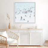 Shop Swimmers (Square) Canvas Art Print-Coastal, People, Square, View All, White-framed wall decor artwork