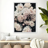 Shop Dark Blooms I Canvas Art Print-Black, Botanicals, Florals, Hamptons, Neutrals, Portrait, View All-framed wall decor artwork