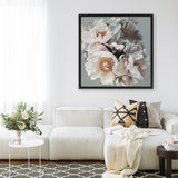 Shop Spring Bouquet II (Square) Canvas Art Print-Botanicals, Florals, Grey, Hamptons, Square, View All, White-framed wall decor artwork