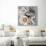 Shop Spring Bouquet II (Square) Canvas Art Print-Botanicals, Florals, Grey, Hamptons, Square, View All, White-framed wall decor artwork