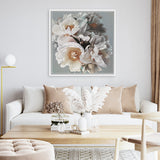Shop Spring Bouquet II (Square) Canvas Art Print-Botanicals, Florals, Grey, Hamptons, Square, View All, White-framed wall decor artwork