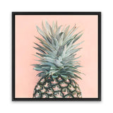 Shop Pink Pineapple (Square) Canvas Art Print-Green, Orange, Square, Tropical, View All, Yellow-framed wall decor artwork