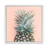 Shop Pink Pineapple (Square) Canvas Art Print-Green, Orange, Square, Tropical, View All, Yellow-framed wall decor artwork