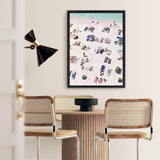 Shop Beach Bathers Canvas Art Print-Amalfi Coast Italy, Blue, Coastal, Neutrals, People, Pink, Portrait, Tropical, View All-framed wall decor artwork