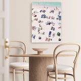 Shop Beach Bathers Canvas Art Print-Amalfi Coast Italy, Blue, Coastal, Neutrals, People, Pink, Portrait, Tropical, View All-framed wall decor artwork