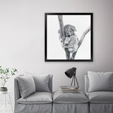 Shop Sleeping Koala (Square) Art Print-Animals, Grey, Square, View All, White-framed painted poster wall decor artwork