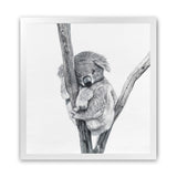 Shop Sleeping Koala (Square) Art Print-Animals, Grey, Square, View All, White-framed painted poster wall decor artwork