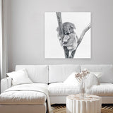 Shop Sleeping Koala (Square) Canvas Art Print-Animals, Grey, Square, View All, White-framed wall decor artwork