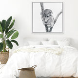 Shop Sleeping Koala (Square) Canvas Art Print-Animals, Grey, Square, View All, White-framed wall decor artwork