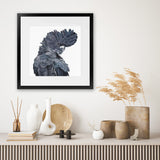 Shop Theo The Black Cockatoo (Square) Art Print-Animals, Birds, Black, Grey, Square, View All-framed painted poster wall decor artwork