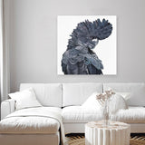 Shop Theo The Black Cockatoo (Square) Canvas Art Print-Animals, Birds, Black, Grey, Square, View All-framed wall decor artwork