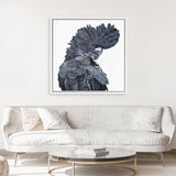 Shop Theo The Black Cockatoo (Square) Canvas Art Print-Animals, Birds, Black, Grey, Square, View All-framed wall decor artwork