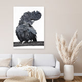 Shop Theo The Black Cockatoo Canvas Art Print-Animals, Birds, Black, Grey, Portrait, Rectangle, View All-framed wall decor artwork
