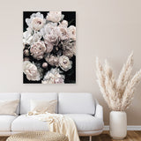 Shop Dark Blooms II Canvas Art Print-Black, Botanicals, Florals, Hamptons, Neutrals, Portrait, View All-framed wall decor artwork