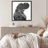 Shop Theo The Black Cockatoo B&W (Square) Canvas Art Print-Animals, Birds, Black, Square, View All-framed wall decor artwork
