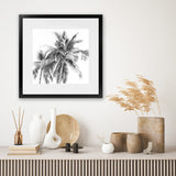 Shop Summer Palms I B&W (Square) Art Print-Black, Coastal, Grey, Square, Tropical, View All, White-framed painted poster wall decor artwork