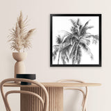 Shop Summer Palms I B&W (Square) Art Print-Black, Coastal, Grey, Square, Tropical, View All, White-framed painted poster wall decor artwork