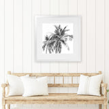 Shop Summer Palms I B&W (Square) Art Print-Black, Coastal, Grey, Square, Tropical, View All, White-framed painted poster wall decor artwork