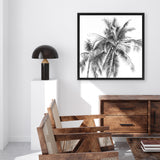 Shop Summer Palms I B&W (Square) Canvas Art Print-Black, Grey, Square, Tropical, View All, White-framed wall decor artwork
