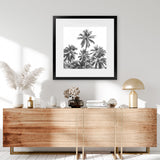 Shop Summer Palms II B&W (Square) Art Print-Black, Coastal, Grey, Square, Tropical, View All-framed painted poster wall decor artwork