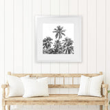 Shop Summer Palms II B&W (Square) Art Print-Black, Coastal, Grey, Square, Tropical, View All-framed painted poster wall decor artwork