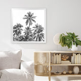 Shop Summer Palms II B&W (Square) Art Print-Black, Coastal, Grey, Square, Tropical, View All-framed painted poster wall decor artwork