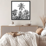 Shop Summer Palms II B&W (Square) Canvas Art Print-Black, Coastal, Grey, Square, Tropical, View All-framed wall decor artwork