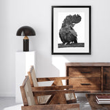 Shop Theo The Black Cockatoo (B&W) Art Print-Animals, Birds, Black, Portrait, Rectangle, View All-framed painted poster wall decor artwork
