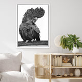 Shop Theo The Black Cockatoo (B&W) Canvas Art Print-Animals, Birds, Black, Portrait, Rectangle, View All-framed wall decor artwork