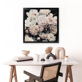 Shop Dark Blooms I (Square) Art Print-Black, Botanicals, Florals, Hamptons, Neutrals, Square, View All-framed painted poster wall decor artwork