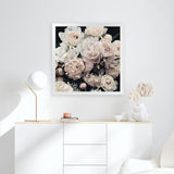 Shop Dark Blooms I (Square) Art Print-Black, Botanicals, Florals, Hamptons, Neutrals, Square, View All-framed painted poster wall decor artwork