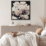 Shop Dark Blooms II (Square) Canvas Art Print-Black, Botanicals, Florals, Hamptons, Neutrals, Square, View All-framed wall decor artwork