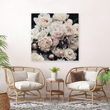 Shop Dark Blooms II (Square) Canvas Art Print-Black, Botanicals, Florals, Hamptons, Neutrals, Square, View All-framed wall decor artwork