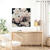 Shop Dark Blooms I (Square) Canvas Art Print-Black, Botanicals, Florals, Hamptons, Neutrals, Square, View All-framed wall decor artwork