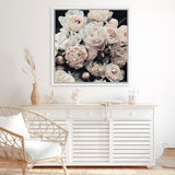Shop Dark Blooms I (Square) Canvas Art Print-Black, Botanicals, Florals, Hamptons, Neutrals, Square, View All-framed wall decor artwork