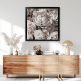 Shop White Peony Buds (Square) Art Print-Botanicals, Florals, Neutrals, Square, View All, White-framed painted poster wall decor artwork